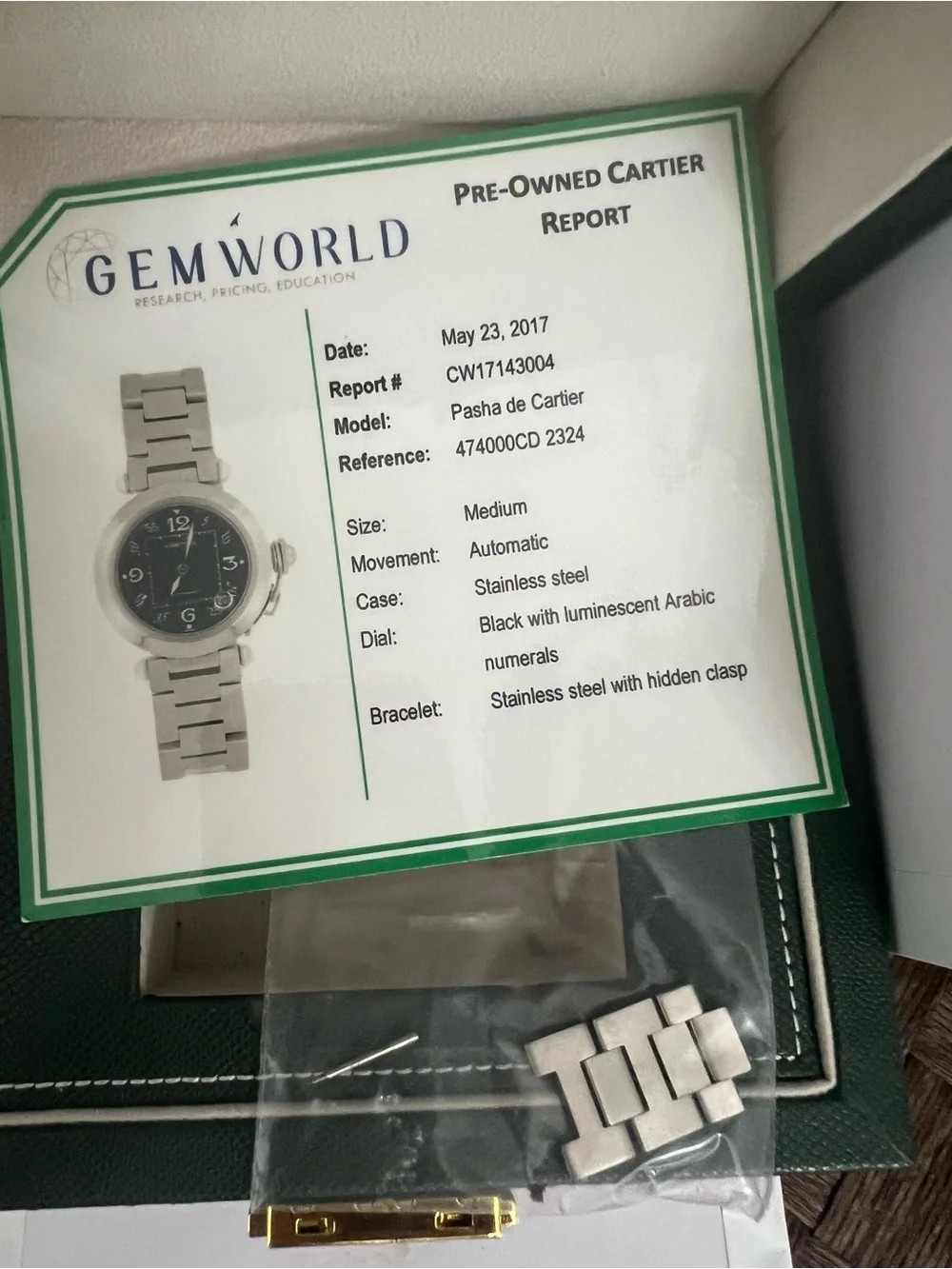 Cartier Black Dial Stainless Steel Automatic Wristwatch